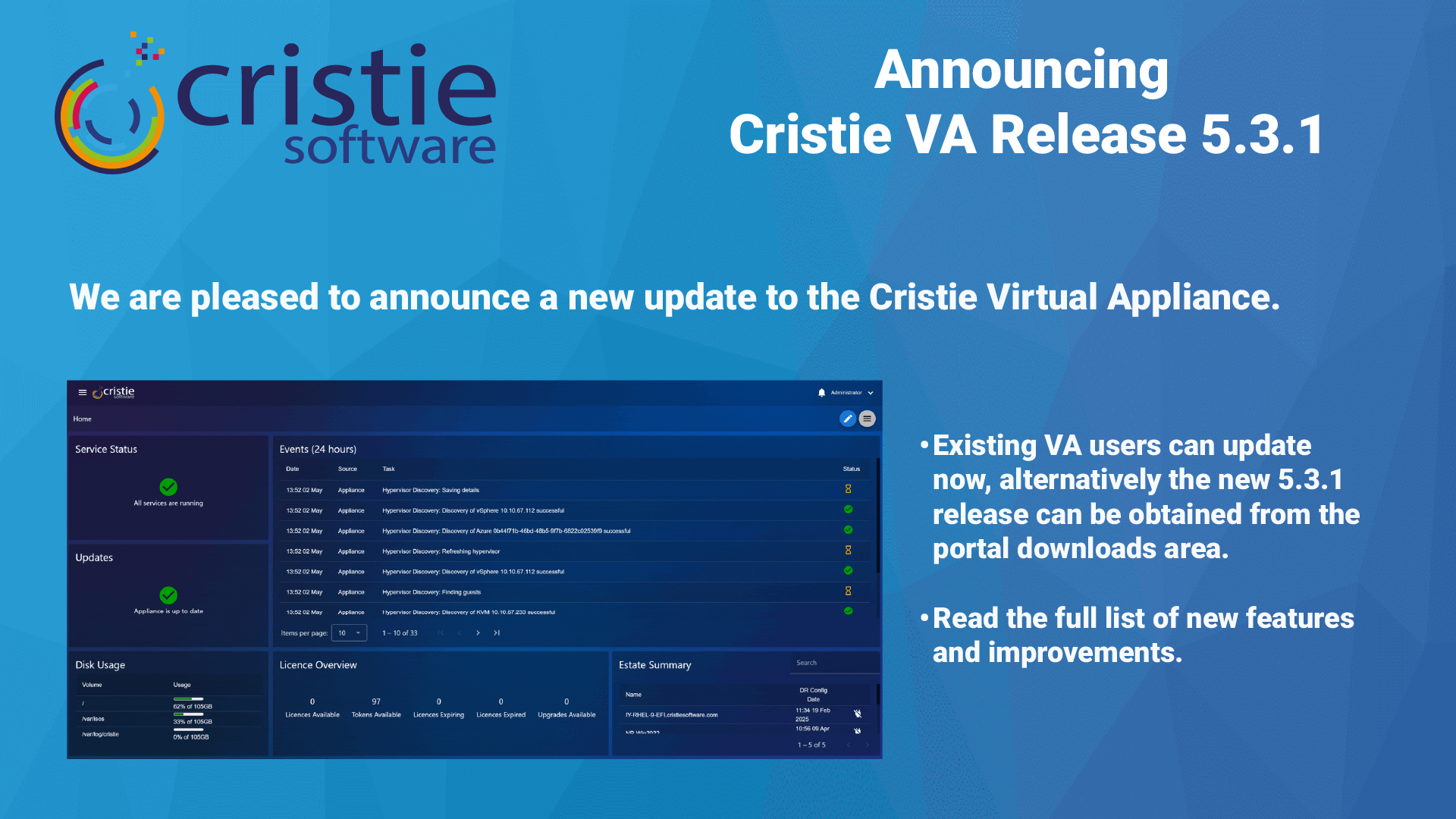 Cristie Virtual Appliance Release 5.3.1 | Cristie Software